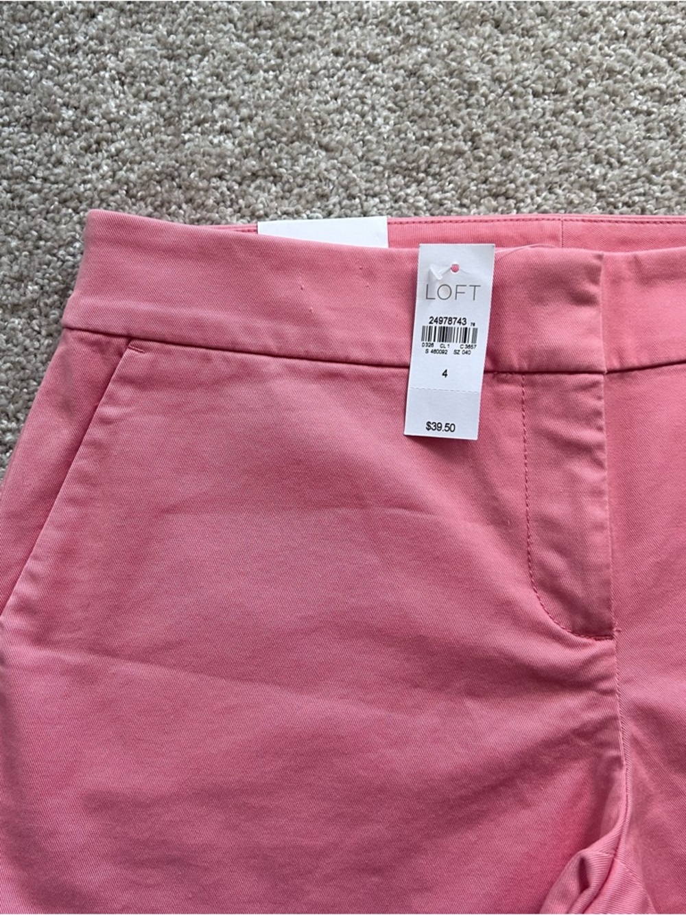 NWT LOFT The Riviera Short Pink Coral Chino Shorts Size 4 4" Inseam - Picture 3 of 12